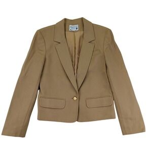 Vintage Pendleton Wool Blazer Jacket Tan Beige Single Button 6 Made USA Academia